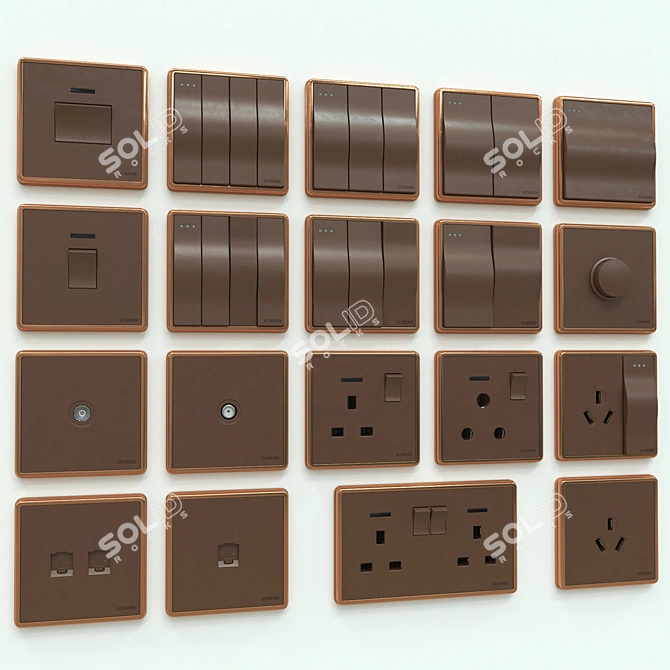 Stylish Scneme Switches & Sockets 3D model image 2