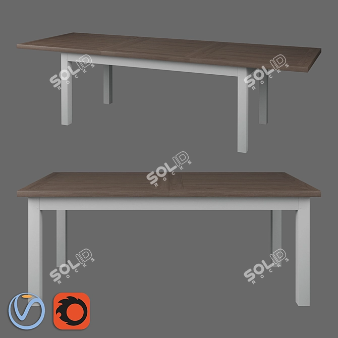 Oxford Large Folding Dining Table 3D model image 1