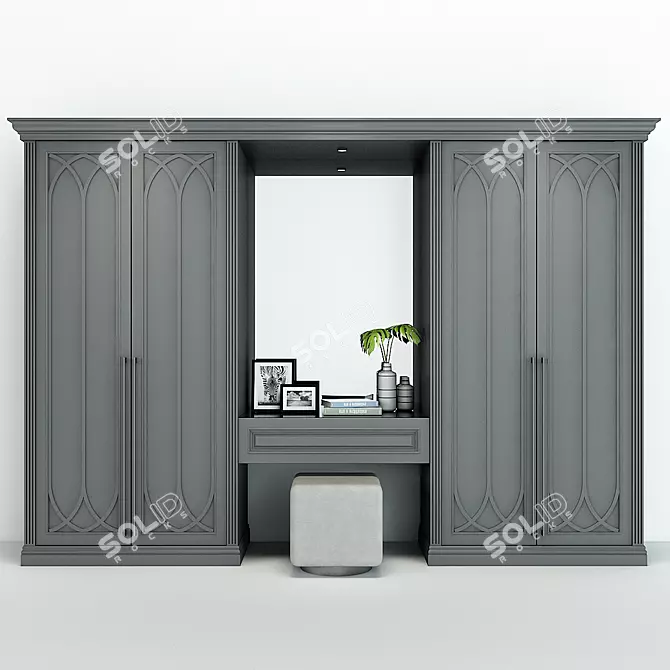 Stylish Wooden Storage Cabinet 3D model image 1