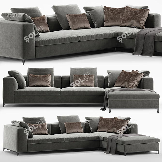 Sleek B&B Italia Michel Club Sofa: Luxury and Style 3D model image 1