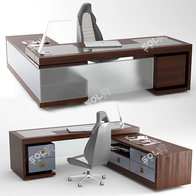 Executive Office Table 2400x800x750mm 3D model image 1