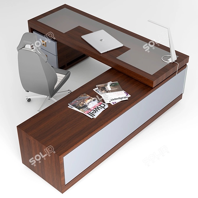 Executive Office Table 2400x800x750mm 3D model image 2