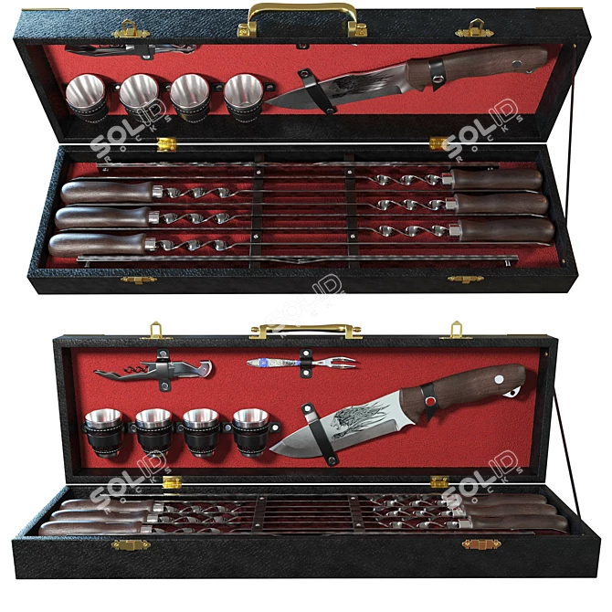 Premium BBQ Set: 9/4 - Black & Red 3D model image 1