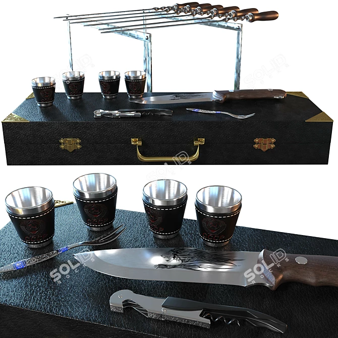 Premium BBQ Set: 9/4 - Black & Red 3D model image 2