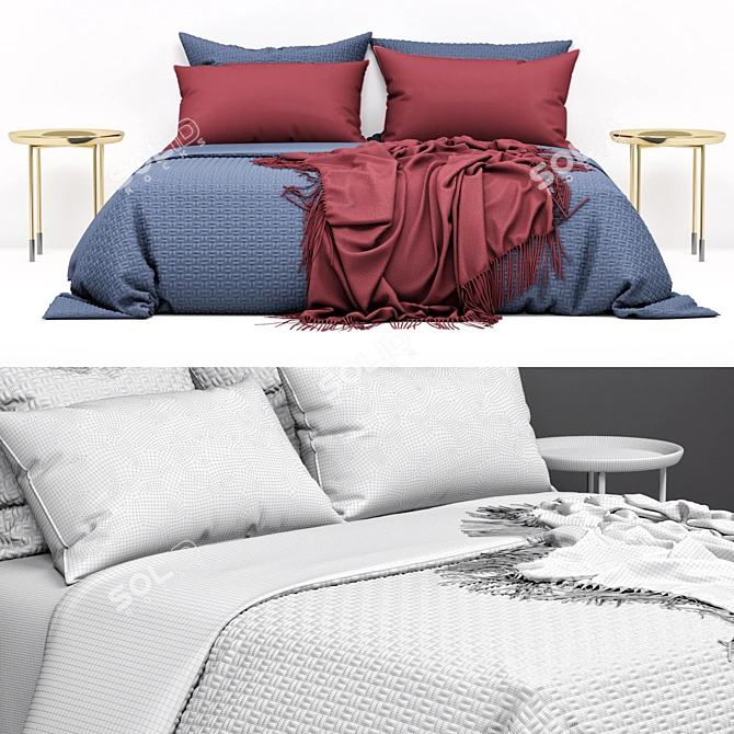 Luxury Modern Bed Set 3D model image 3