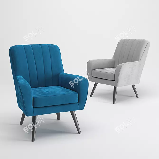 Nevada Velvet Armchair - Modern Design 3D model image 1