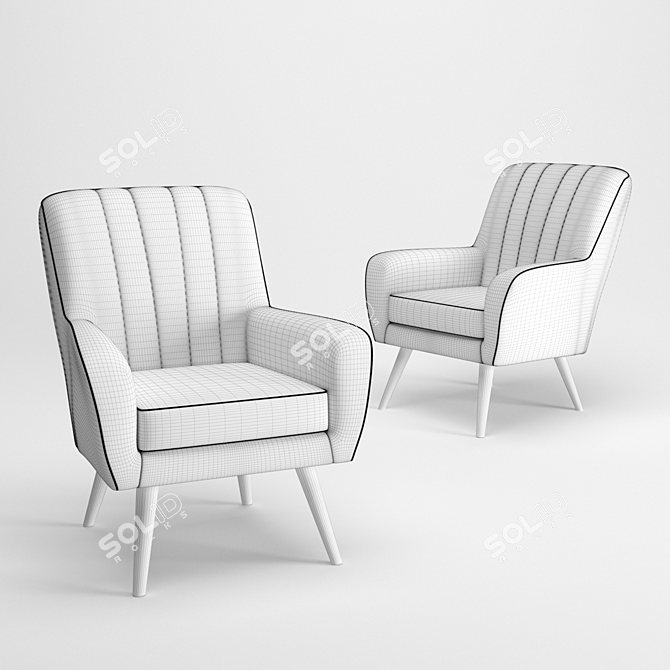 Nevada Velvet Armchair - Modern Design 3D model image 2