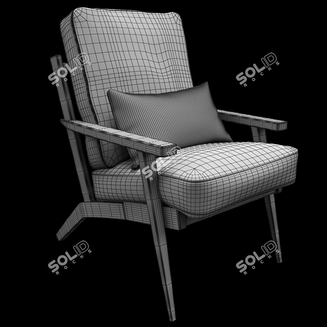 Cozy Cushioned Couch with Pillow 3D model image 3