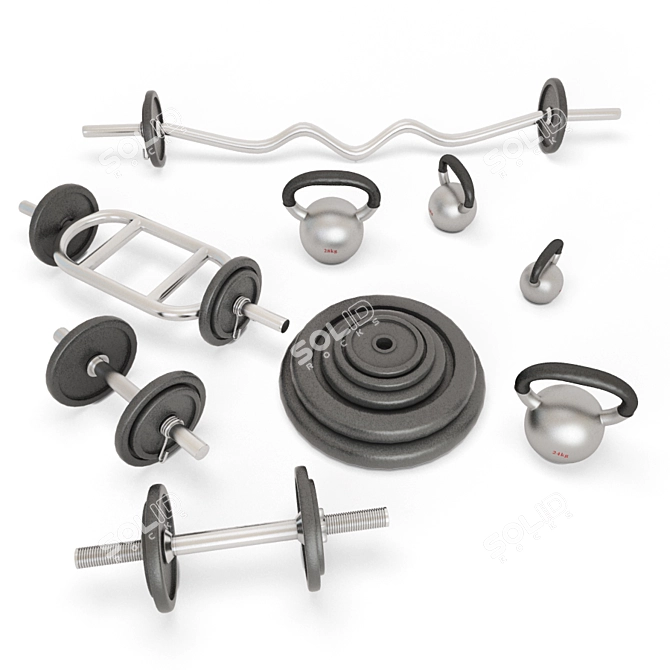 FitFlex Sports Dumbbell Set 3D model image 1