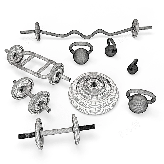 FitFlex Sports Dumbbell Set 3D model image 2