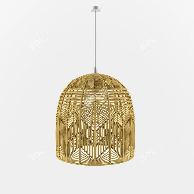 Boho Rattan Pendant Light 3D model image 1