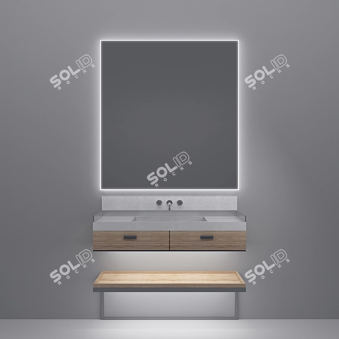 Title: Sleek Bathroom Furniture Set 3D model image 1