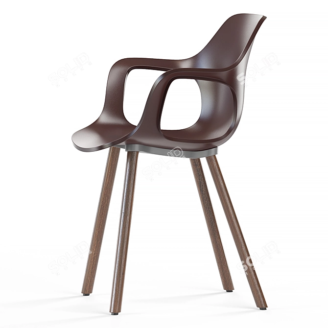 Vitra HAL Wooden Armchair 3D model image 2