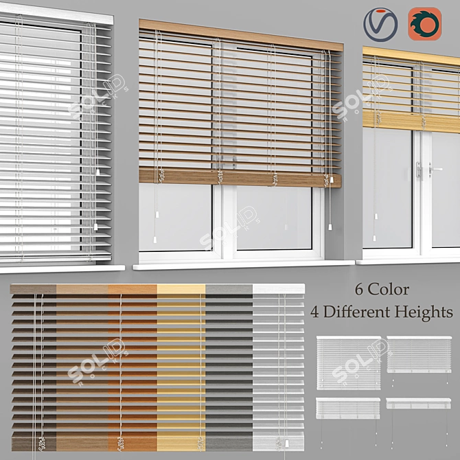 Natural Wood Window Blinds 3D model image 1