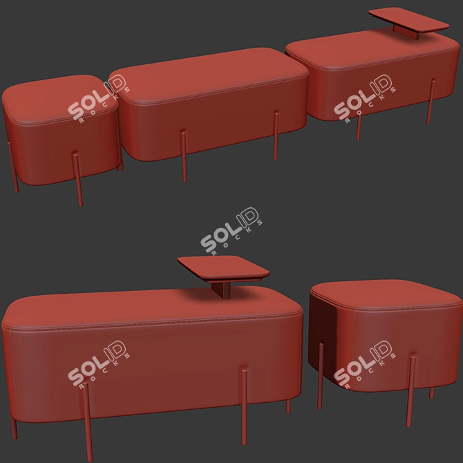 Sleek Alba Ottomans 3D model image 3