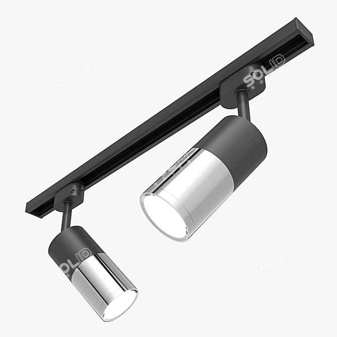Sleek Track LED Light: Avantag Black/Chrome 6W 3D model image 1
