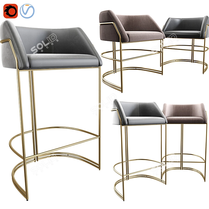 Elegant Deja Vu Bar & Dining Chair 3D model image 1