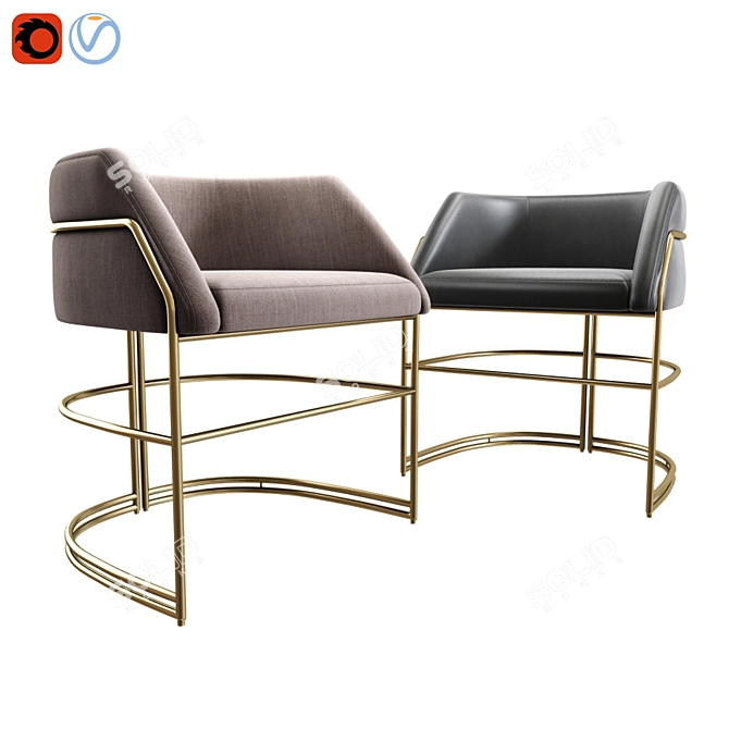 Elegant Deja Vu Bar & Dining Chair 3D model image 2