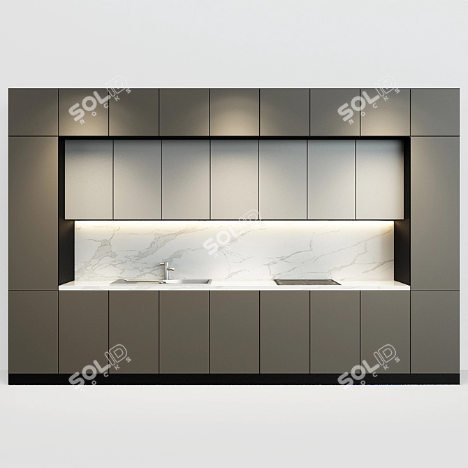 Sleek and Stylish Kitchen 3D model image 1