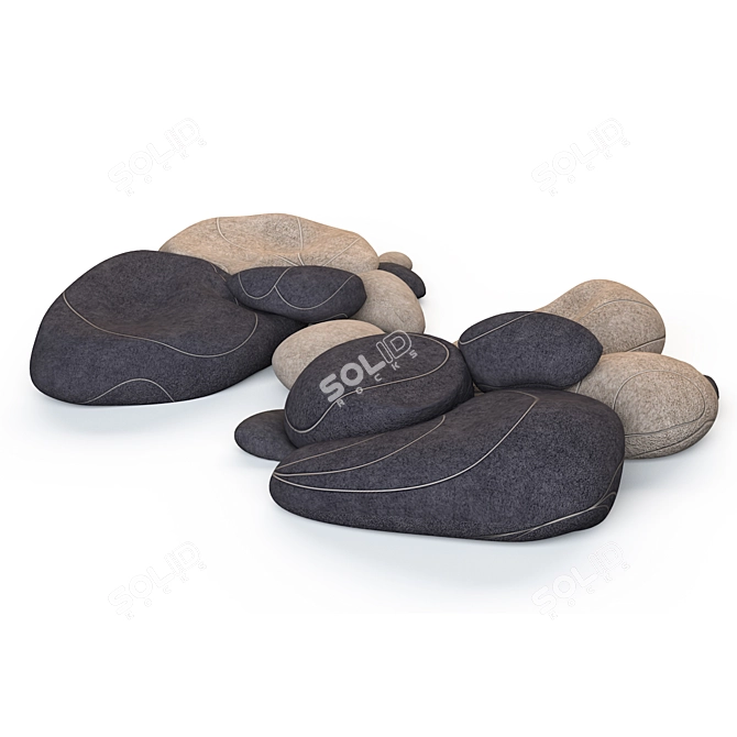 Title: Stone-inspired Floor Cushions by SMARIN 3D model image 1