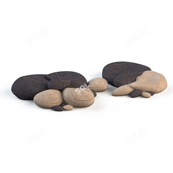 Title: Stone-inspired Floor Cushions by SMARIN 3D model image 2