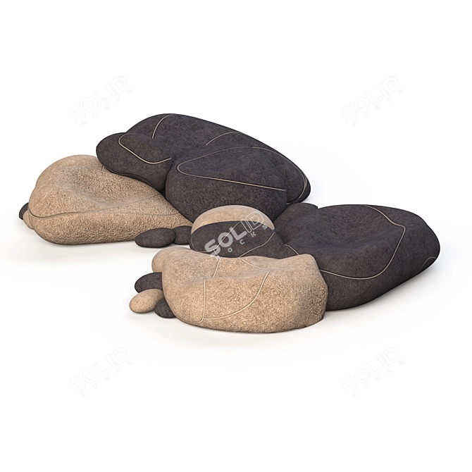 Title: Stone-inspired Floor Cushions by SMARIN 3D model image 3