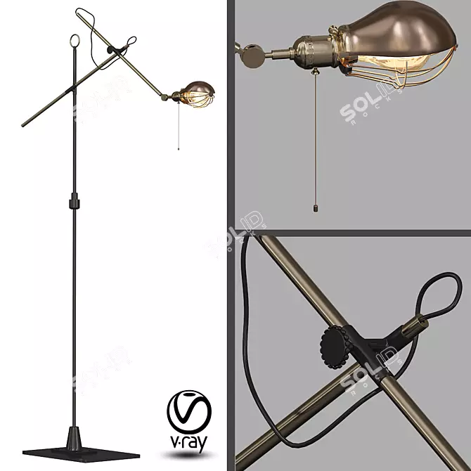 Steampunk Floor Lamp Extension Pole 3D model image 1