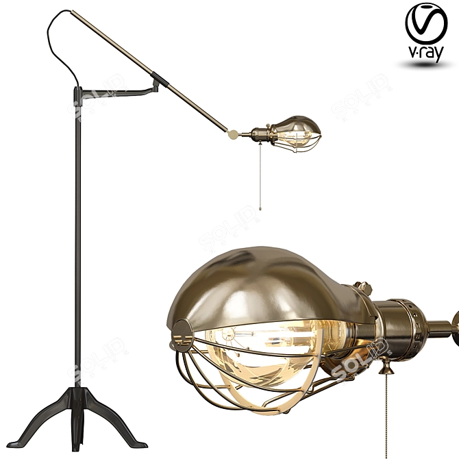 Steampunk Floor Lamp 3D model image 1