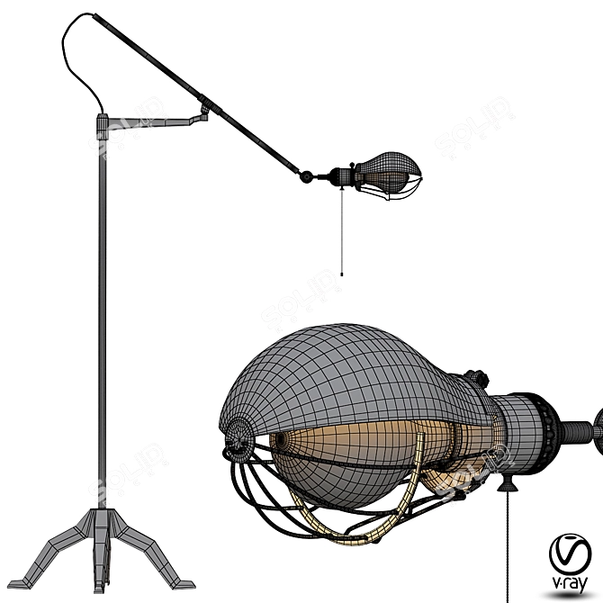 Steampunk Floor Lamp 3D model image 2