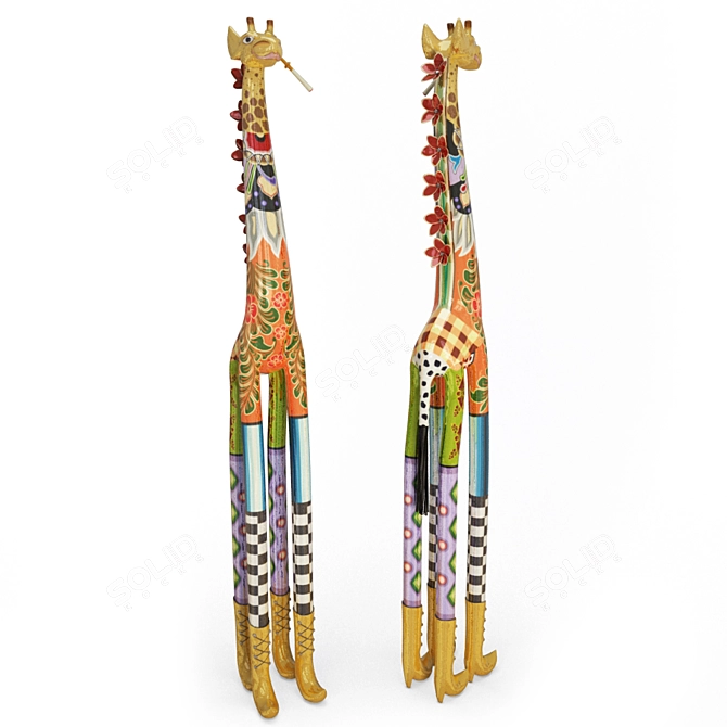 Colorful Giraffe Sculpture 3D model image 1