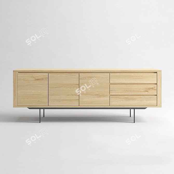 ETHNICRAFT Shadow Oak 3-Door Sideboard 3D model image 1