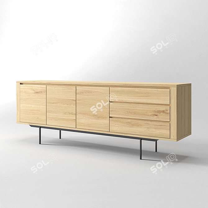 ETHNICRAFT Shadow Oak 3-Door Sideboard 3D model image 2