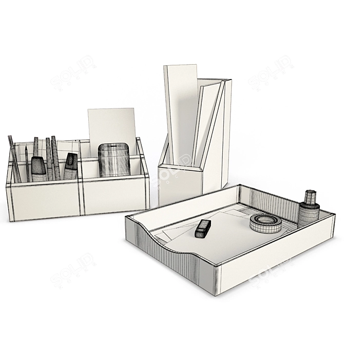 3D Desk Organizer Set 3D model image 2