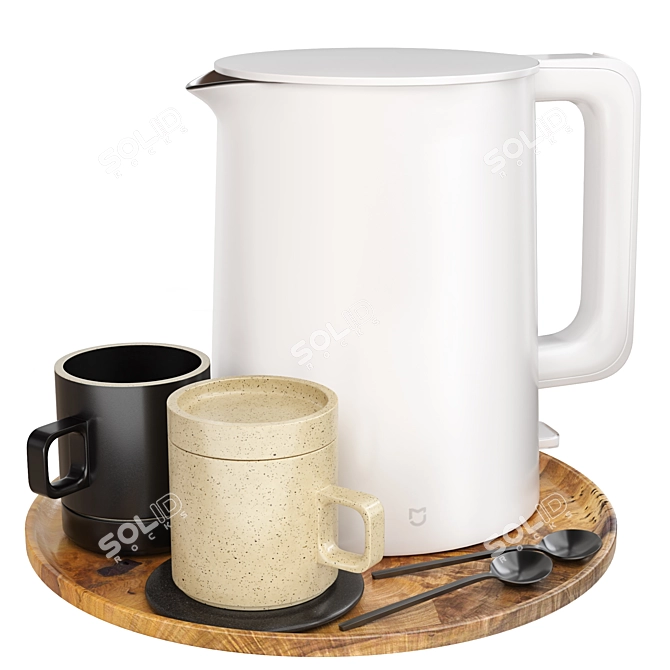  Xiaomi Cookware Bundle: Kettle, Cups, and Tray 3D model image 1