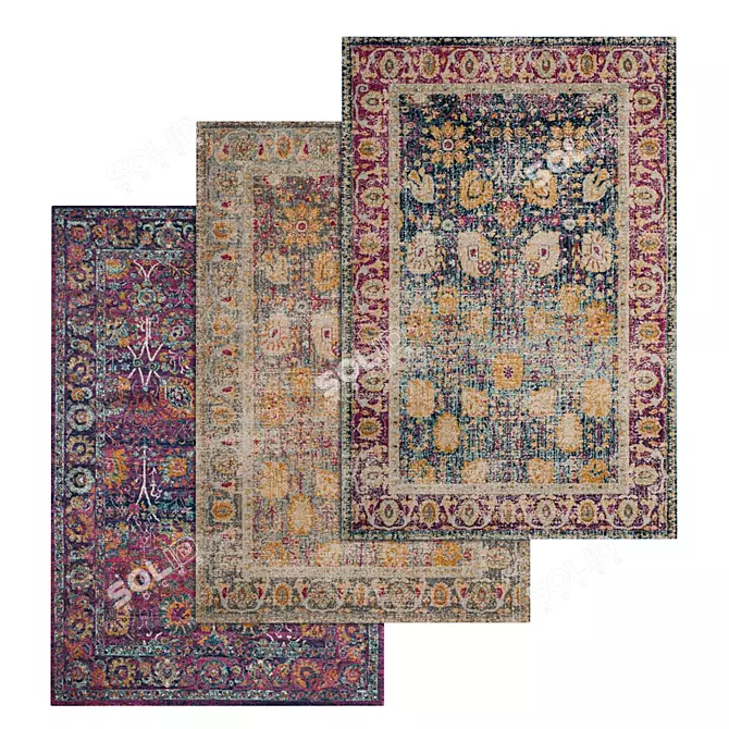 High-Quality Carpet Set 3D model image 1