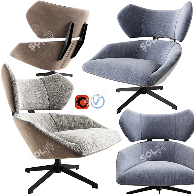 Modern Camila Lounge Armchair 3D model image 1