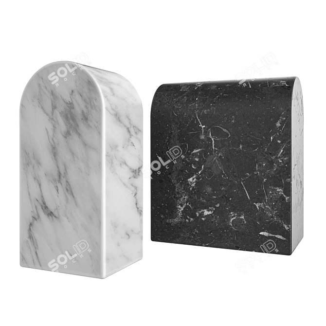 Marble Triumph Bookends: Elegantly Organize Your Books 3D model image 1