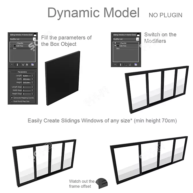 Dynamic Sliders: Customizable Windows Set 3D model image 2