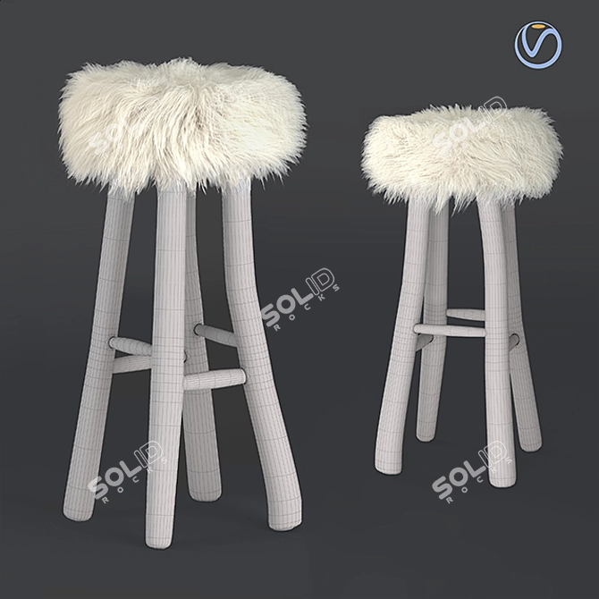 Nuvoli Faux Fur-Topped Chair 3D model image 2