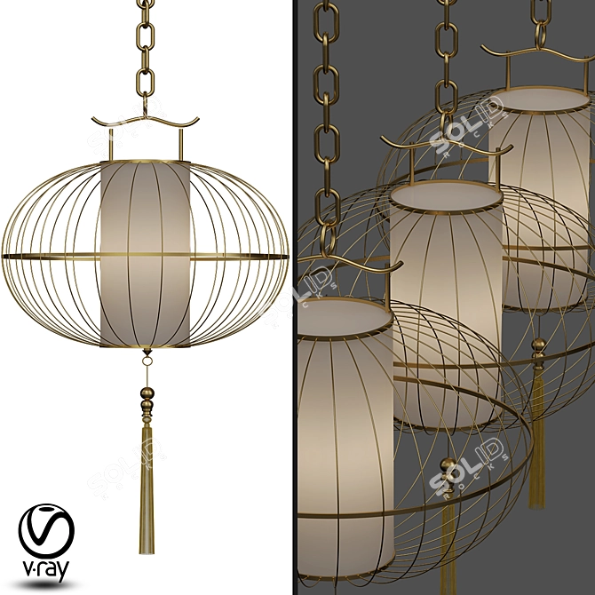 Vintage Chinese Pendant Lights 3D model image 1