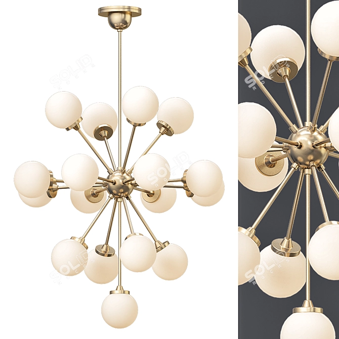 Italian Brass Sputnik Chandelier 3D model image 1