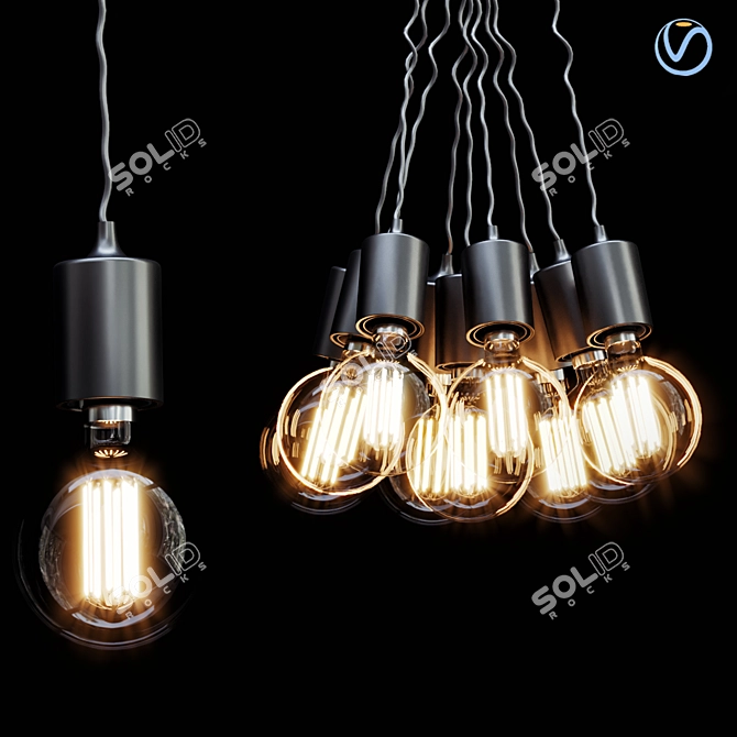 Sleek Nordic Edison Pendant Light 3D model image 1