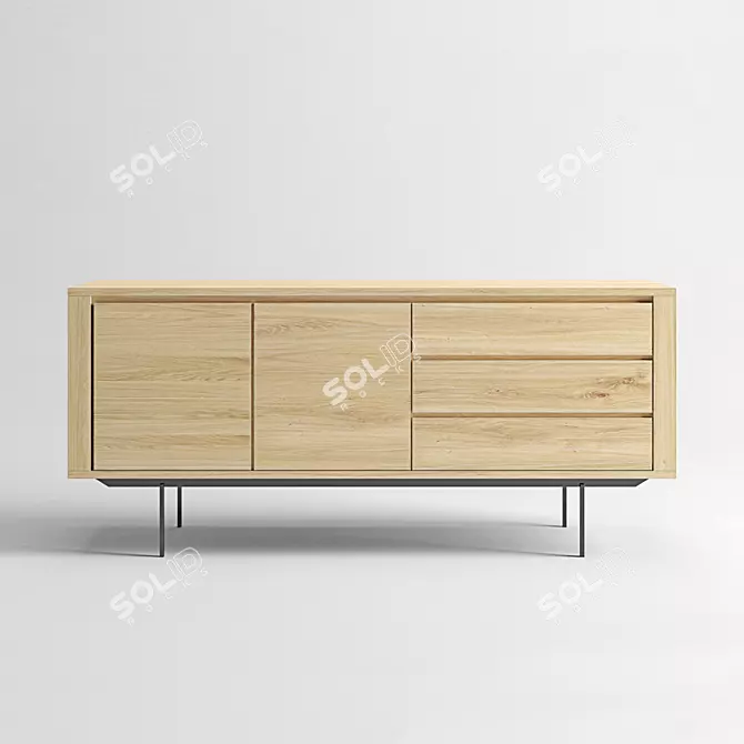 Modern Oak Sideboard with 2 Doors 3D model image 1