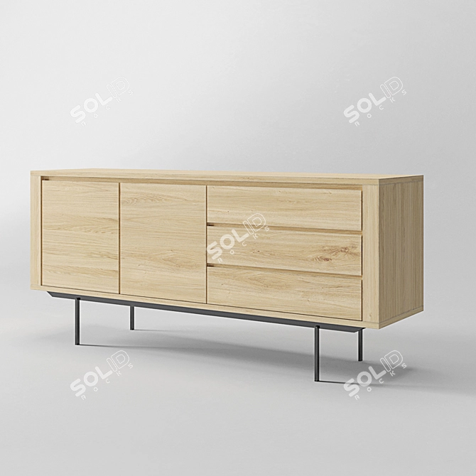 Modern Oak Sideboard with 2 Doors 3D model image 2