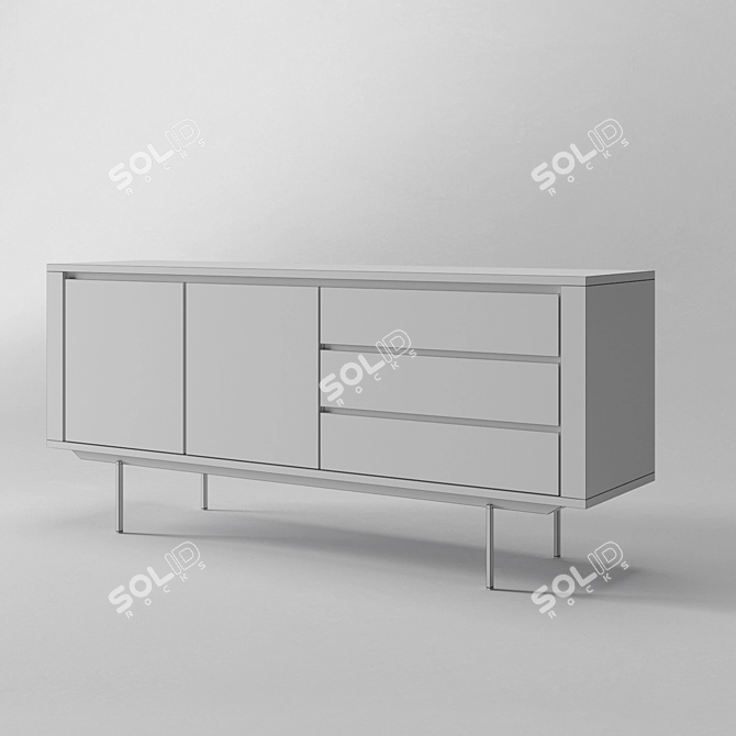 Modern Oak Sideboard with 2 Doors 3D model image 3