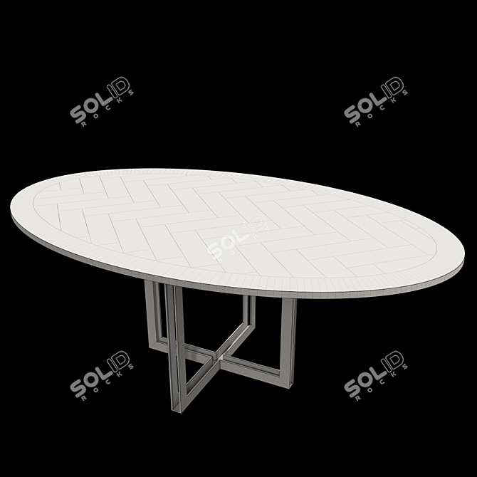 Elegant Charcoal Oak Dining Table 3D model image 2