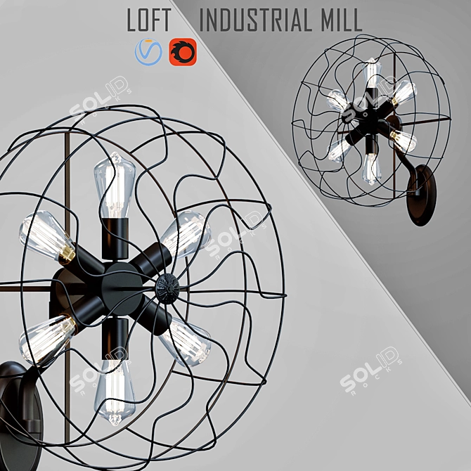 Vintage Industrial Loft Grinder 3D model image 1