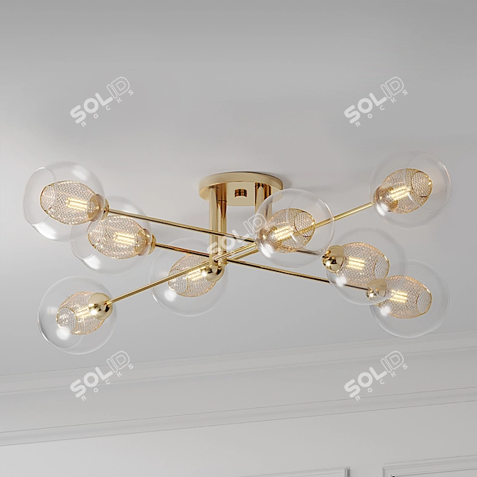 Golden Glow Radial Glass Pendant 3D model image 1