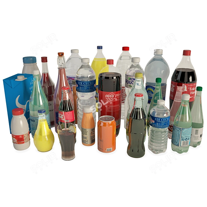 3D Bottle Collection: Assorted Drinks 3D model image 1