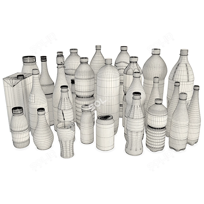 3D Bottle Collection: Assorted Drinks 3D model image 2